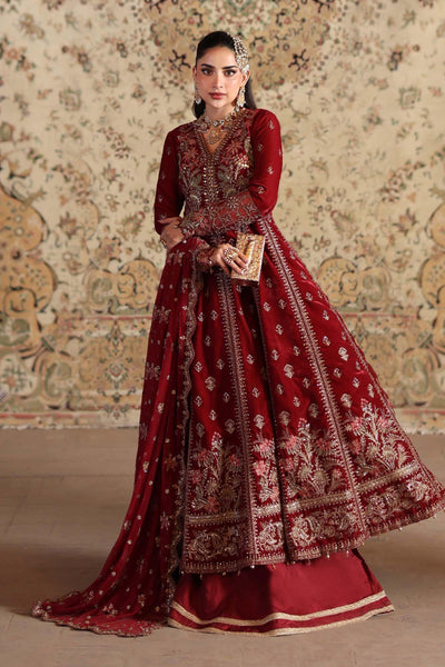 Maria B | RTW | 3 Piece Embroidered Velvet Suit-Brand:Maria B-Type:Luxury Formals-Red - House of Maryam- Buy in UK, USA