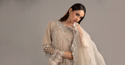 Maria B | RTW | 3 Piece Embroidered Velvet Suit-Brand:Maria B-Type:Luxury Formals-White - House of Maryam- Buy in UK, USA