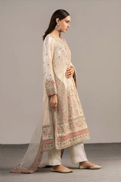 Maria B | RTW | 3 Piece Embroidered Velvet Suit-Brand:Maria B-Type:Luxury Formals-White - House of Maryam- Buy in UK, USA