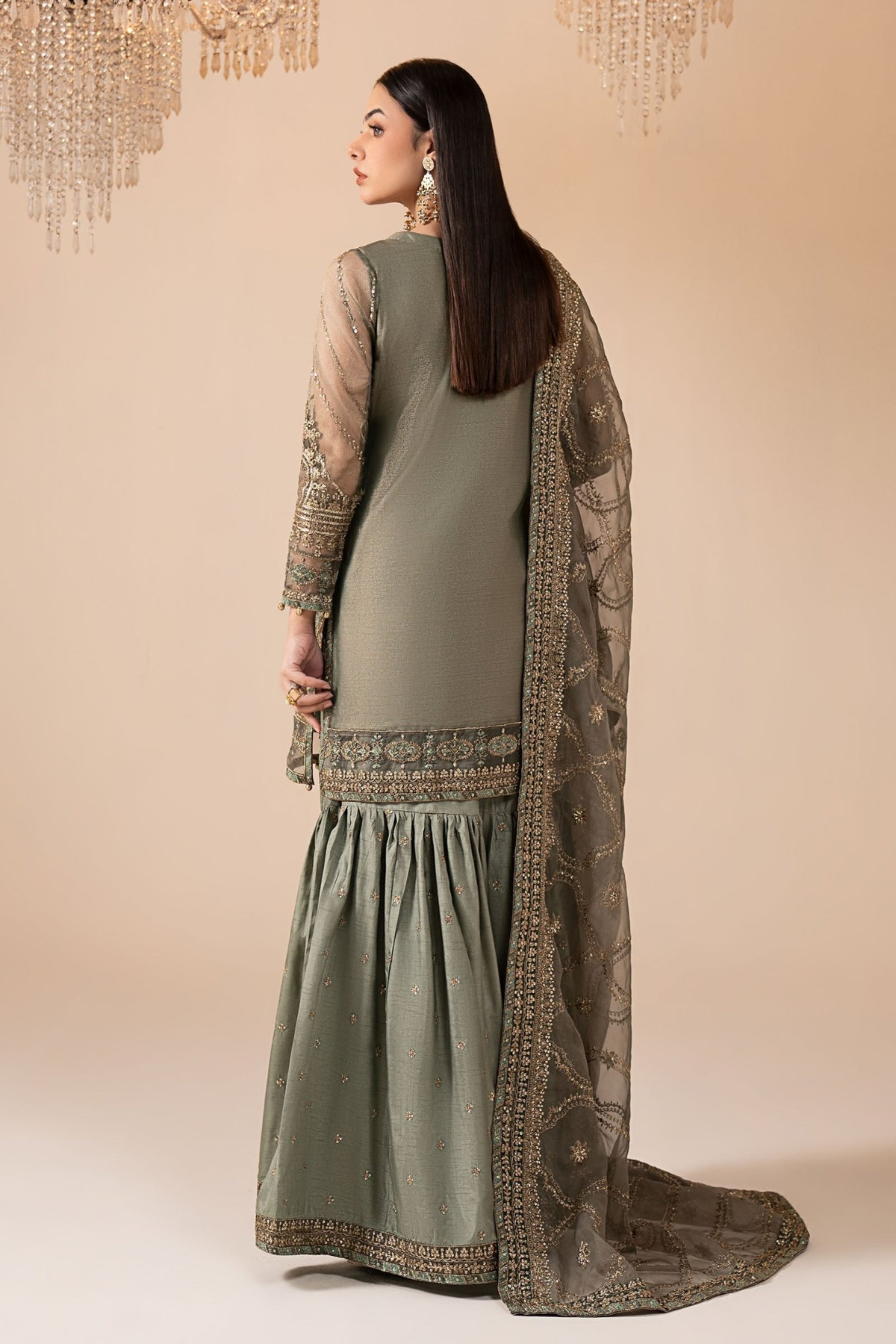 Maria B | RTW | 3 Piece Embroidered Zari Net Suit-Brand:Maria B-Type:Luxury Formals-Blue - House of Maryam- Buy in UK, USA