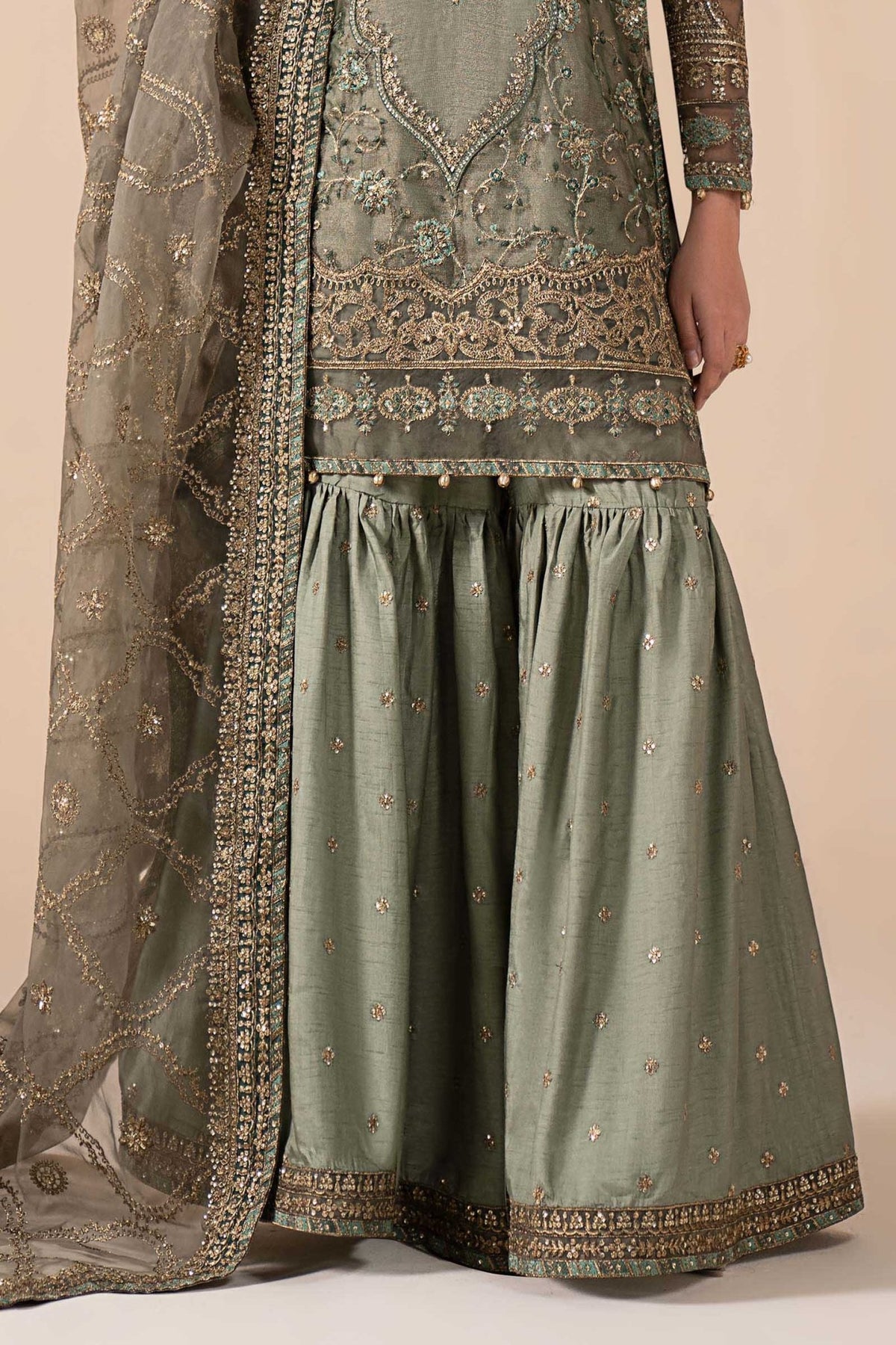 Maria B | RTW | 3 Piece Embroidered Zari Net Suit-Brand:Maria B-Type:Luxury Formals-Blue - House of Maryam- Buy in UK, USA