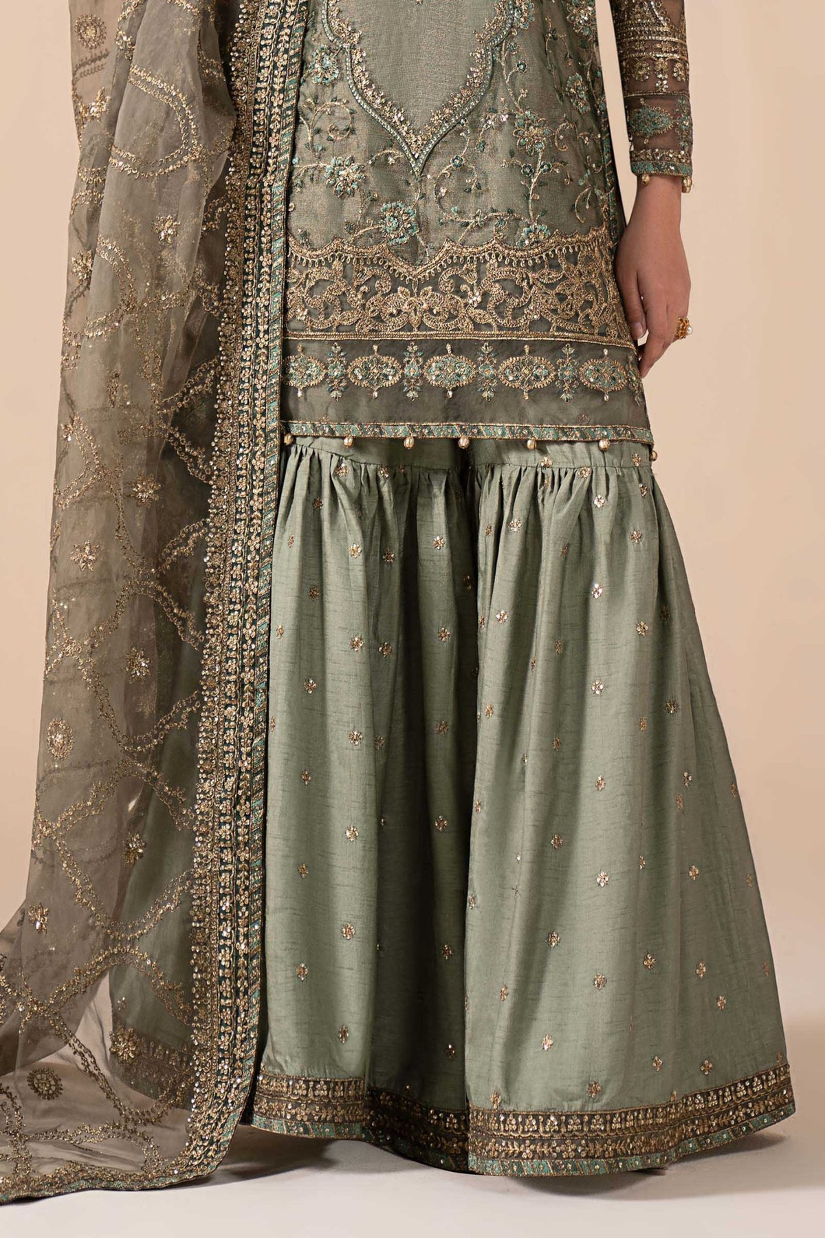 Maria B | RTW | 3 Piece Embroidered Zari Net Suit-Brand:Maria B-Type:Luxury Formals-Blue - House of Maryam- Buy in UK, USA