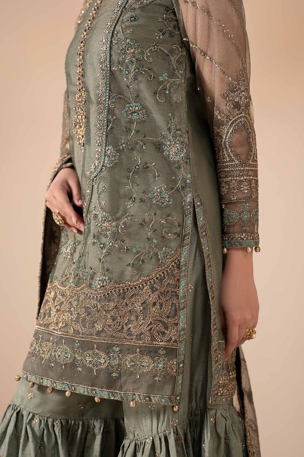 Maria B | RTW | 3 Piece Embroidered Zari Net Suit-Brand:Maria B-Type:Luxury Formals-Blue - House of Maryam- Buy in UK, USA