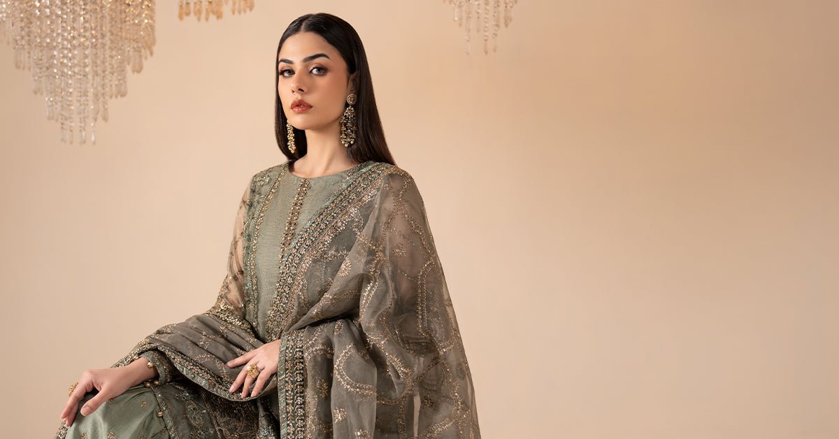 Maria B | RTW | 3 Piece Embroidered Zari Net Suit-Brand:Maria B-Type:Luxury Formals-Blue - House of Maryam- Buy in UK, USA