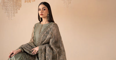 Maria B | RTW | 3 Piece Embroidered Zari Net Suit-Brand:Maria B-Type:Luxury Formals-Blue - House of Maryam- Buy in UK, USA