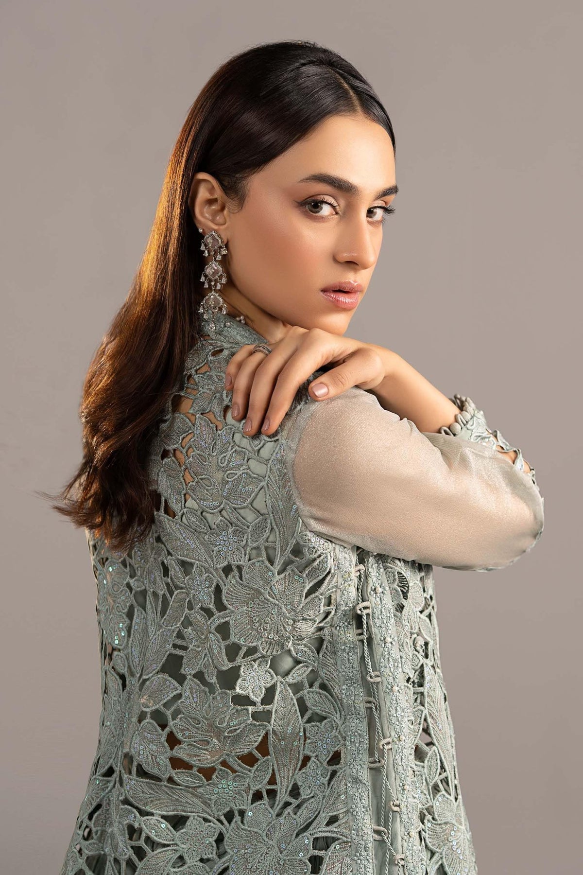Maria B | RTW | 3 Piece Embroidered Zari Organza Suit-Brand:Maria B-Type:Luxury Formals-Blue - House of Maryam- Buy in UK, USA
