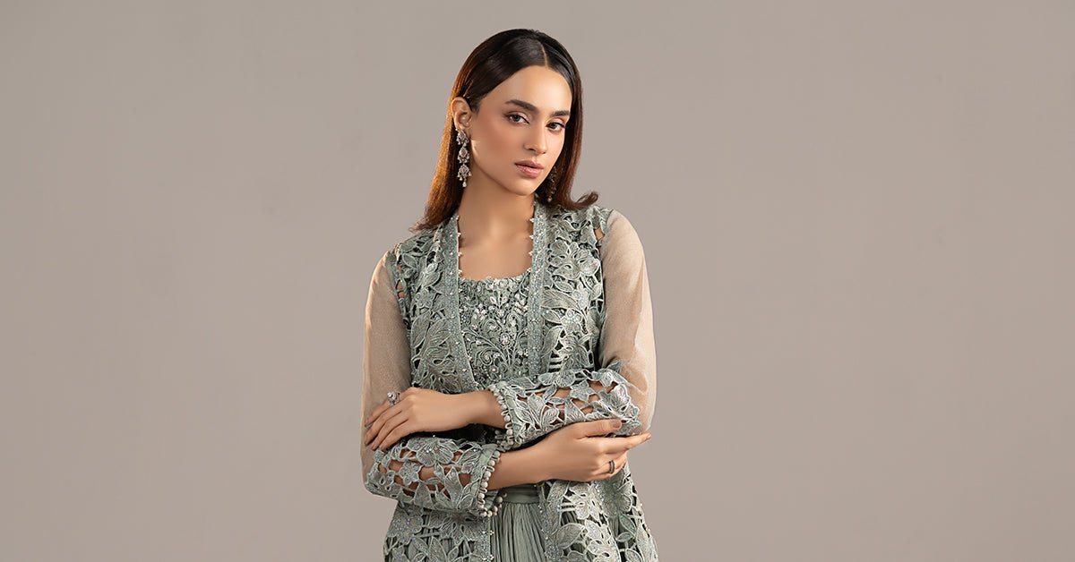 Maria B | RTW | 3 Piece Embroidered Zari Organza Suit-Brand:Maria B-Type:Luxury Formals-Blue - House of Maryam- Buy in UK, USA