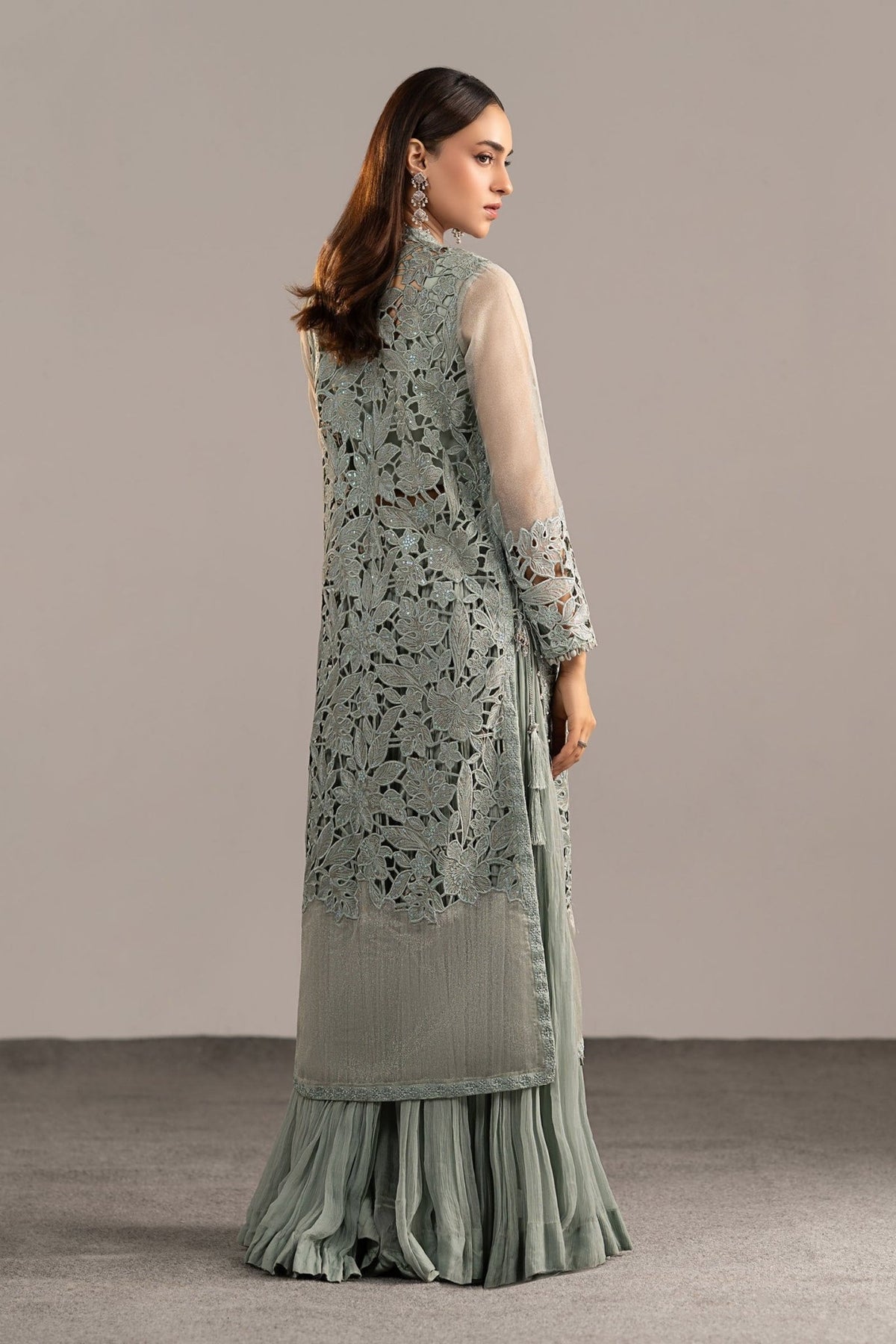 Maria B | RTW | 3 Piece Embroidered Zari Organza Suit-Brand:Maria B-Type:Luxury Formals-Blue - House of Maryam- Buy in UK, USA