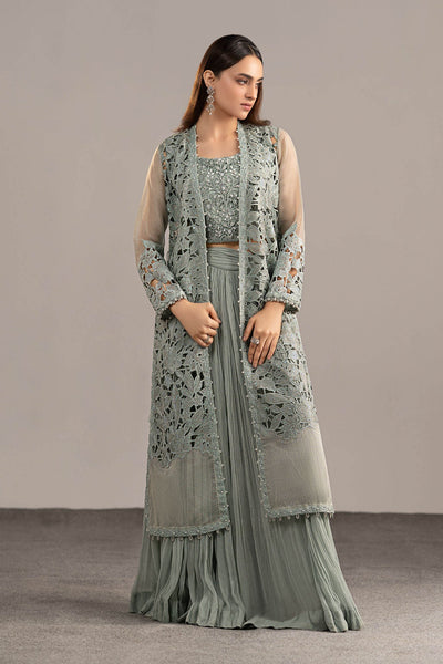 Maria B | RTW | 3 Piece Embroidered Zari Organza Suit-Brand:Maria B-Type:Luxury Formals-Blue - House of Maryam- Buy in UK, USA
