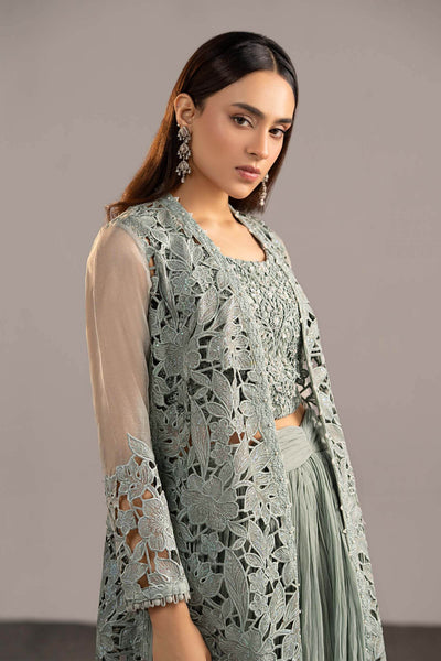 Maria B | RTW | 3 Piece Embroidered Zari Organza Suit-Brand:Maria B-Type:Luxury Formals-Blue - House of Maryam- Buy in UK, USA