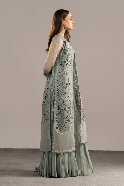 Maria B | RTW | 3 Piece Embroidered Zari Organza Suit-Brand:Maria B-Type:Luxury Formals-Blue - House of Maryam- Buy in UK, USA