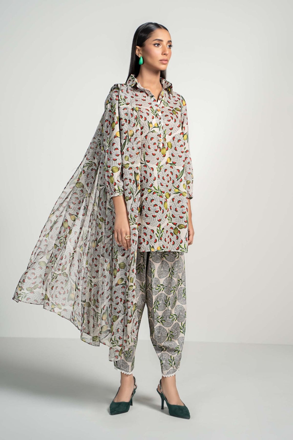 Maria B | RTW | 3 Piece Printed Lawn Suit-Brand:Maria B-Type:Luxury Pret-Beige - House of Maryam- Buy in UK, USA