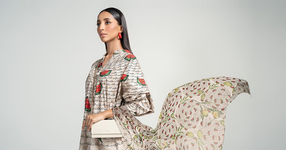 Maria B | RTW | 3 Piece Printed Lawn Suit-Brand:Maria B-Type:Luxury Pret-Beige - House of Maryam- Buy in UK, USA