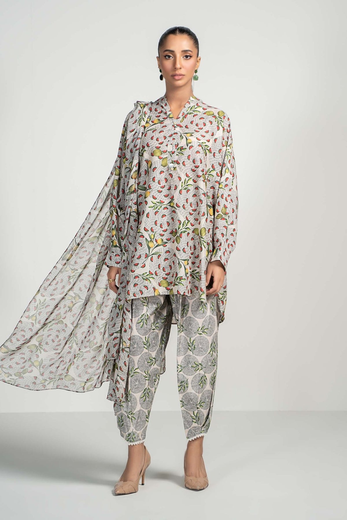 Maria B | RTW | 3 Piece Printed Lawn Suit-Brand:Maria B-Type:Luxury Pret-Beige - House of Maryam- Buy in UK, USA