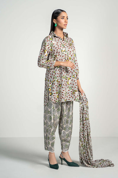 Maria B | RTW | 3 Piece Printed Lawn Suit-Brand:Maria B-Type:Luxury Pret-Beige - House of Maryam- Buy in UK, USA