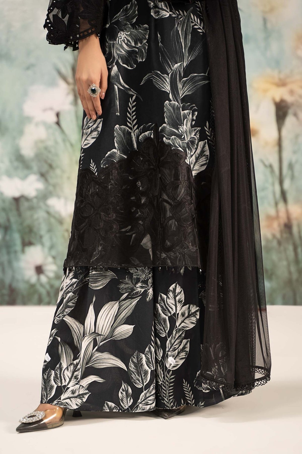 Maria B | RTW | 3 Piece Printed Lawn Suit-Brand:Maria B-Type:Luxury Pret-Black - House of Maryam- Buy in UK, USA