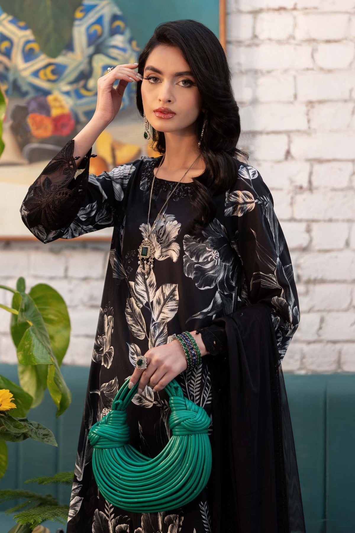 Maria B | RTW | 3 Piece Printed Lawn Suit-Brand:Maria B-Type:Luxury Pret-Black - House of Maryam- Buy in UK, USA