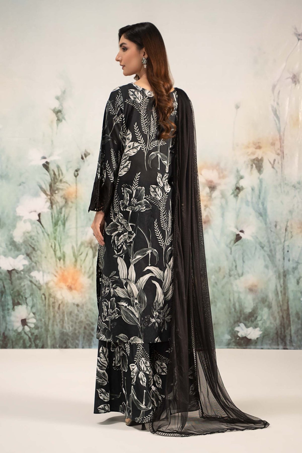 Maria B | RTW | 3 Piece Printed Lawn Suit-Brand:Maria B-Type:Luxury Pret-Black - House of Maryam- Buy in UK, USA