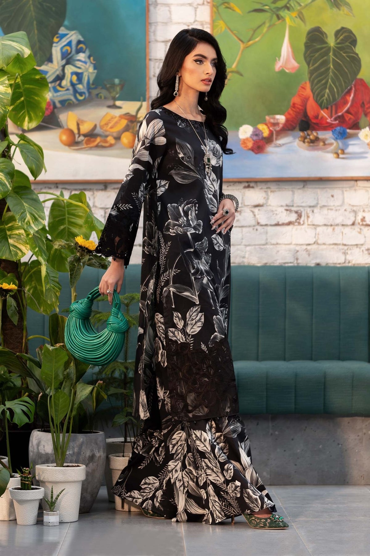 Maria B | RTW | 3 Piece Printed Lawn Suit-Brand:Maria B-Type:Luxury Pret-Black - House of Maryam- Buy in UK, USA