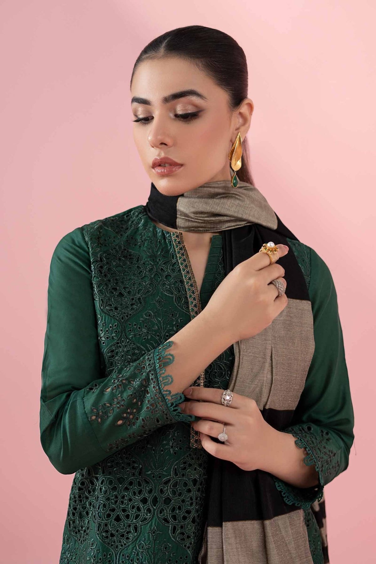 Maria B | RTW | 3 Piece Printed Lawn Suit-Brand:Maria B-Type:Luxury Pret-Green - House of Maryam- Buy in UK, USA