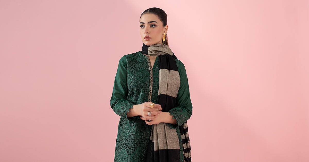 Maria B | RTW | 3 Piece Printed Lawn Suit-Brand:Maria B-Type:Luxury Pret-Green - House of Maryam- Buy in UK, USA