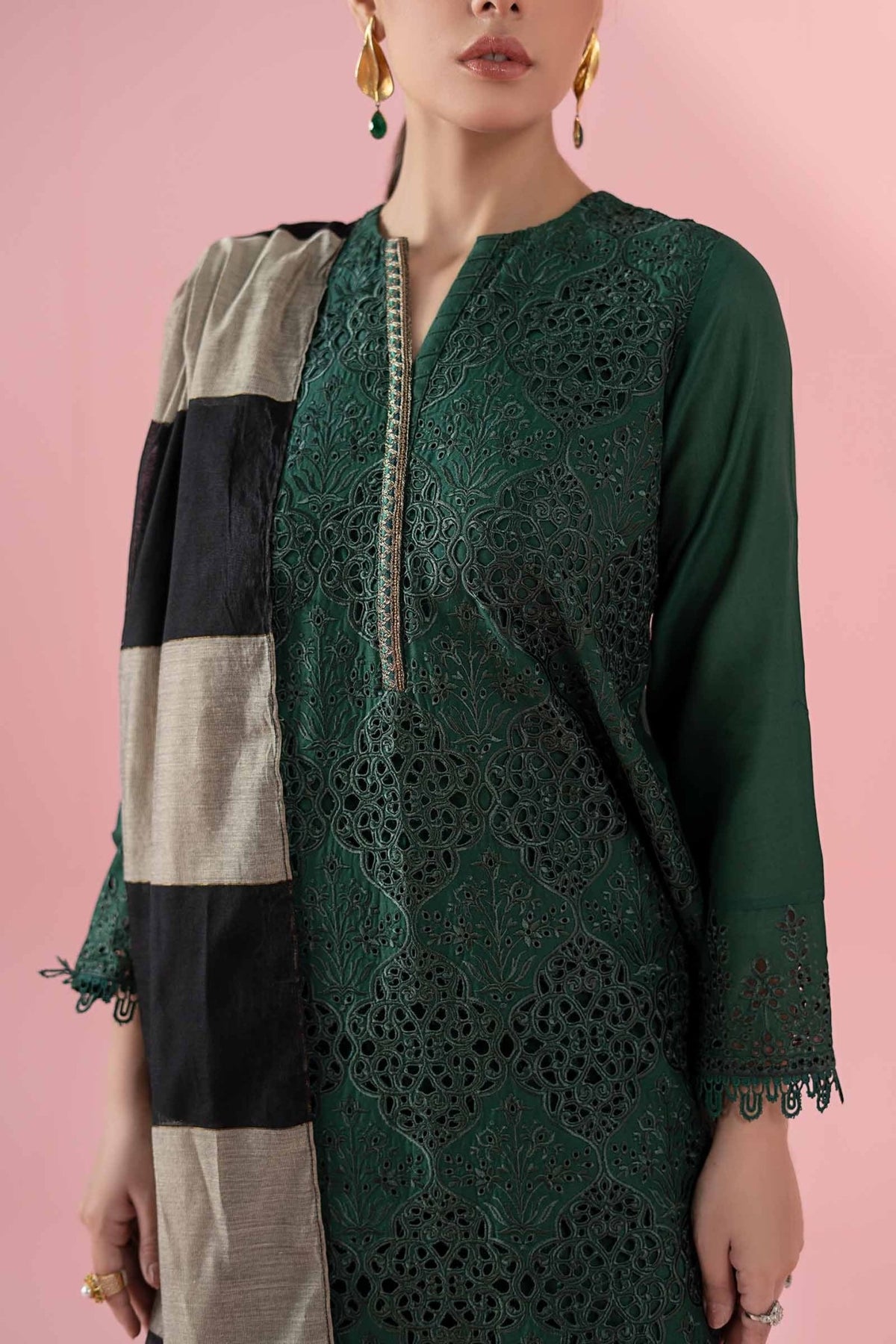 Maria B | RTW | 3 Piece Printed Lawn Suit-Brand:Maria B-Type:Luxury Pret-Green - House of Maryam- Buy in UK, USA