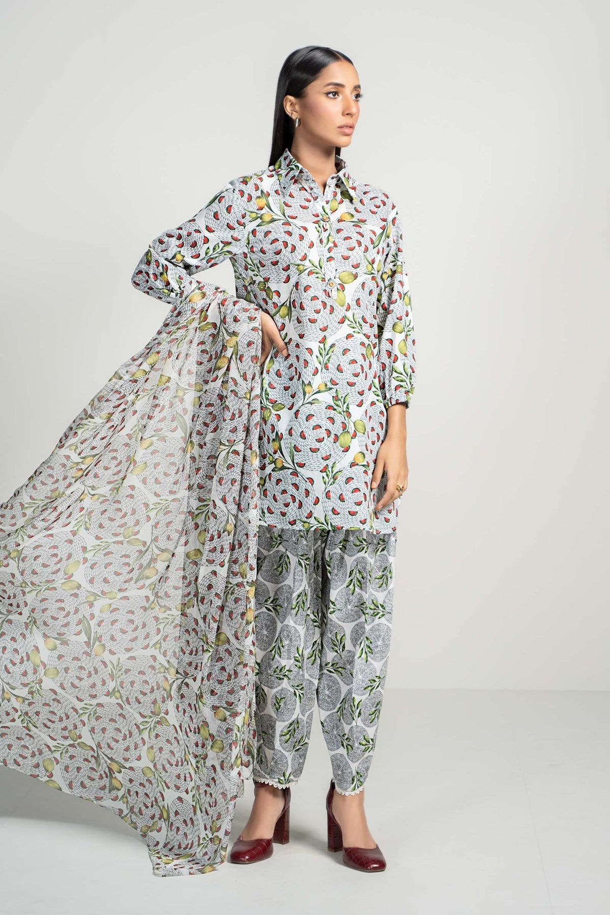 Maria B | RTW | 3 Piece Printed Lawn Suit-Brand:Maria B-Type:Luxury Pret-White - House of Maryam- Buy in UK, USA
