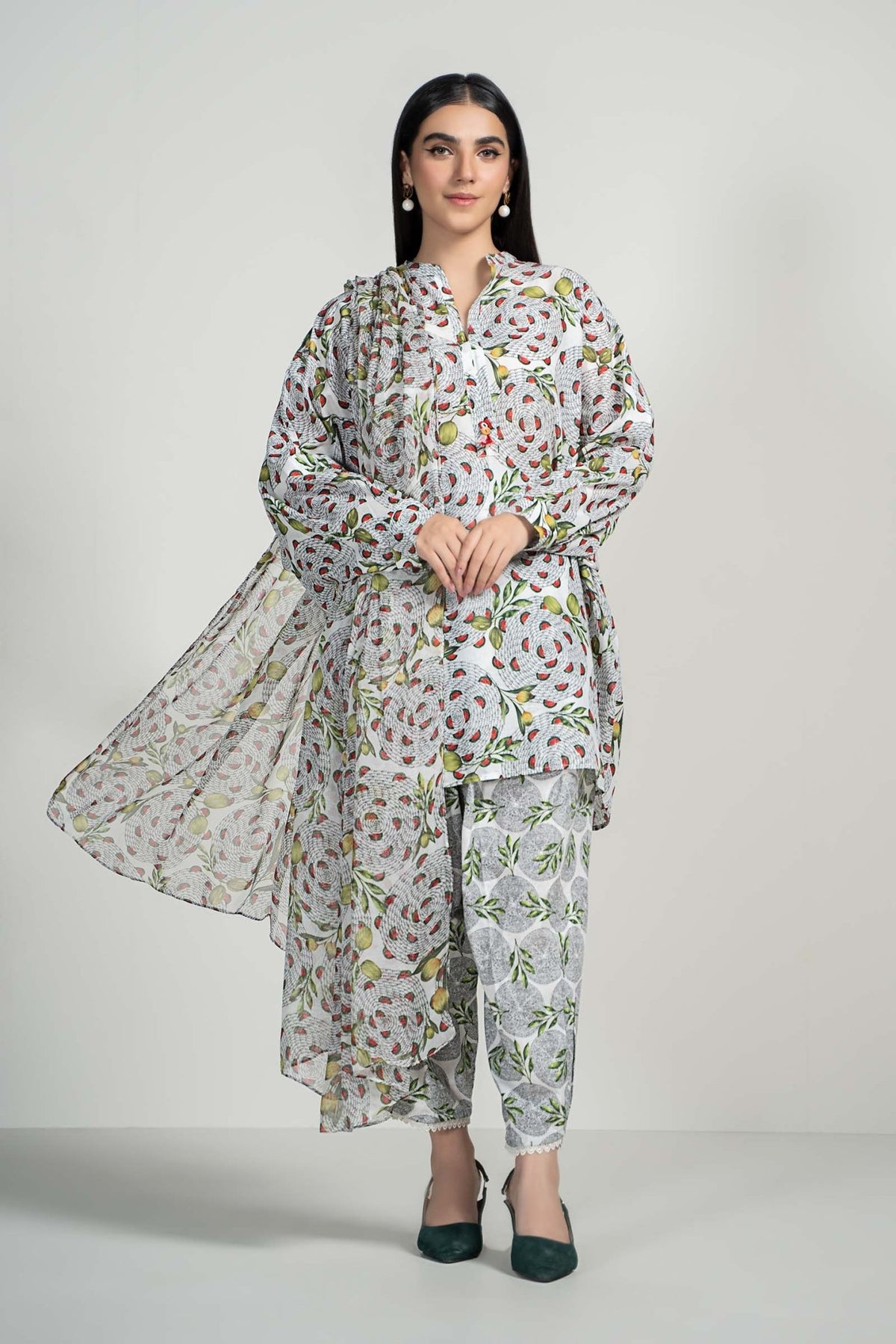 Maria B | RTW | 3 Piece Printed Lawn Suit-Brand:Maria B-Type:Luxury Pret-White - House of Maryam- Buy in UK, USA