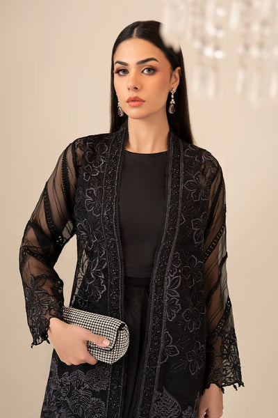 Maria B | RTW | 4 Piece Embroidered Organza Suit-Brand:Maria B-Type:Luxury Formals-Black - House of Maryam- Buy in UK, USA