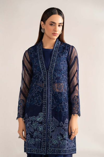 Maria B | RTW | 4 Piece Embroidered Organza Suit-Brand:Maria B-Type:Luxury Formals-Blue - House of Maryam- Buy in UK, USA