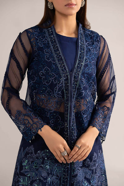 Maria B | RTW | 4 Piece Embroidered Organza Suit-Brand:Maria B-Type:Luxury Formals-Blue - House of Maryam- Buy in UK, USA