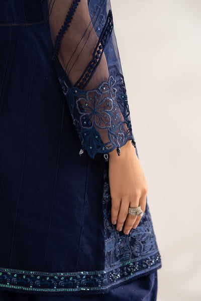 Maria B | RTW | 4 Piece Embroidered Organza Suit-Brand:Maria B-Type:Luxury Formals-Blue - House of Maryam- Buy in UK, USA