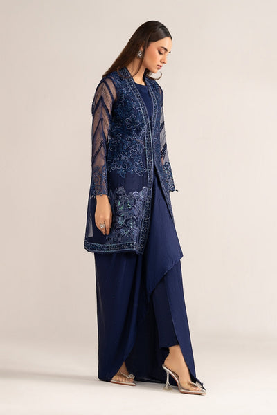 Maria B | RTW | 4 Piece Embroidered Organza Suit-Brand:Maria B-Type:Luxury Formals-Blue - House of Maryam- Buy in UK, USA