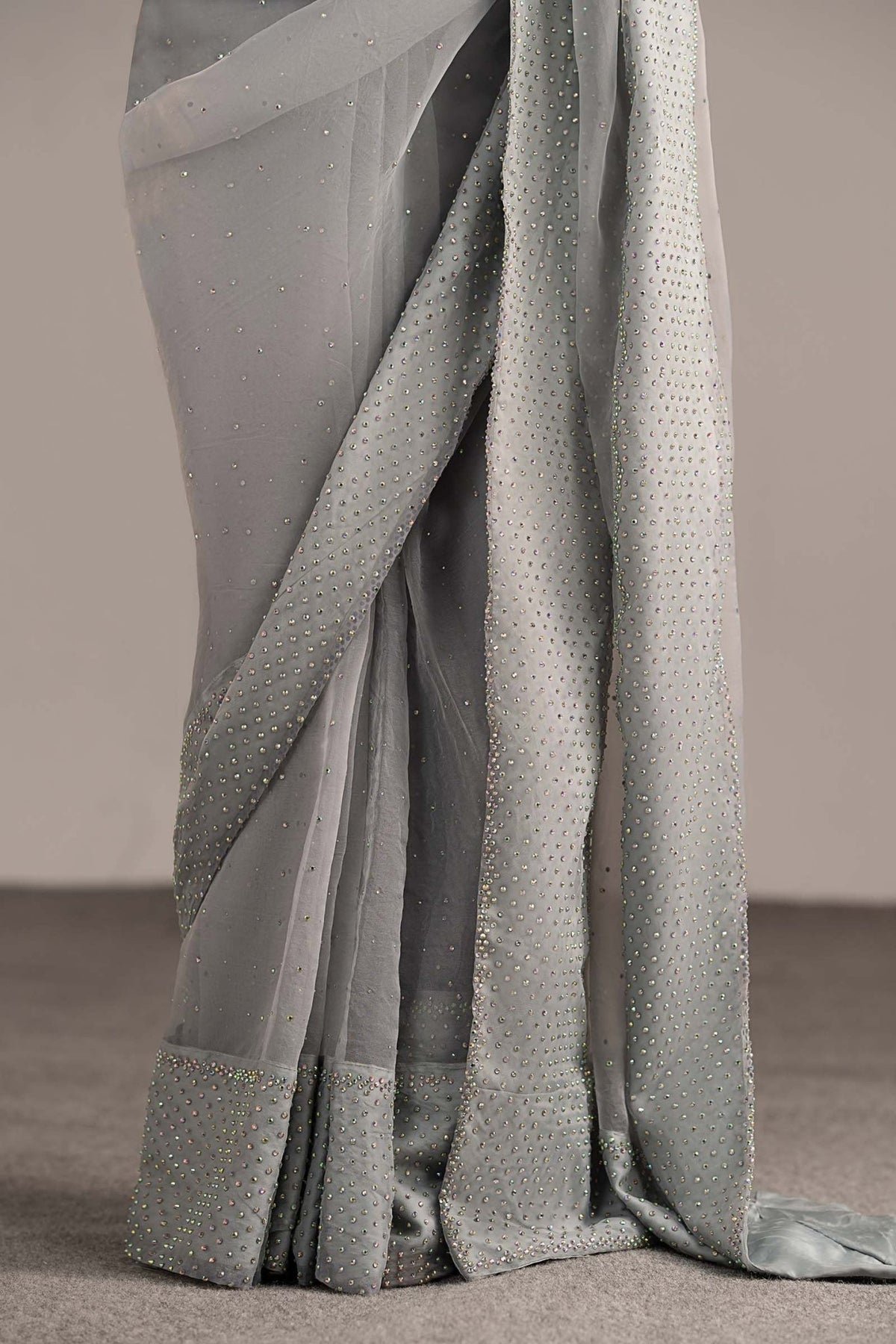 Maria B | RTW | Embellished Organza Saree-Brand:Maria B-Type:Luxury Formals-Blue - House of Maryam- Buy in UK, USA