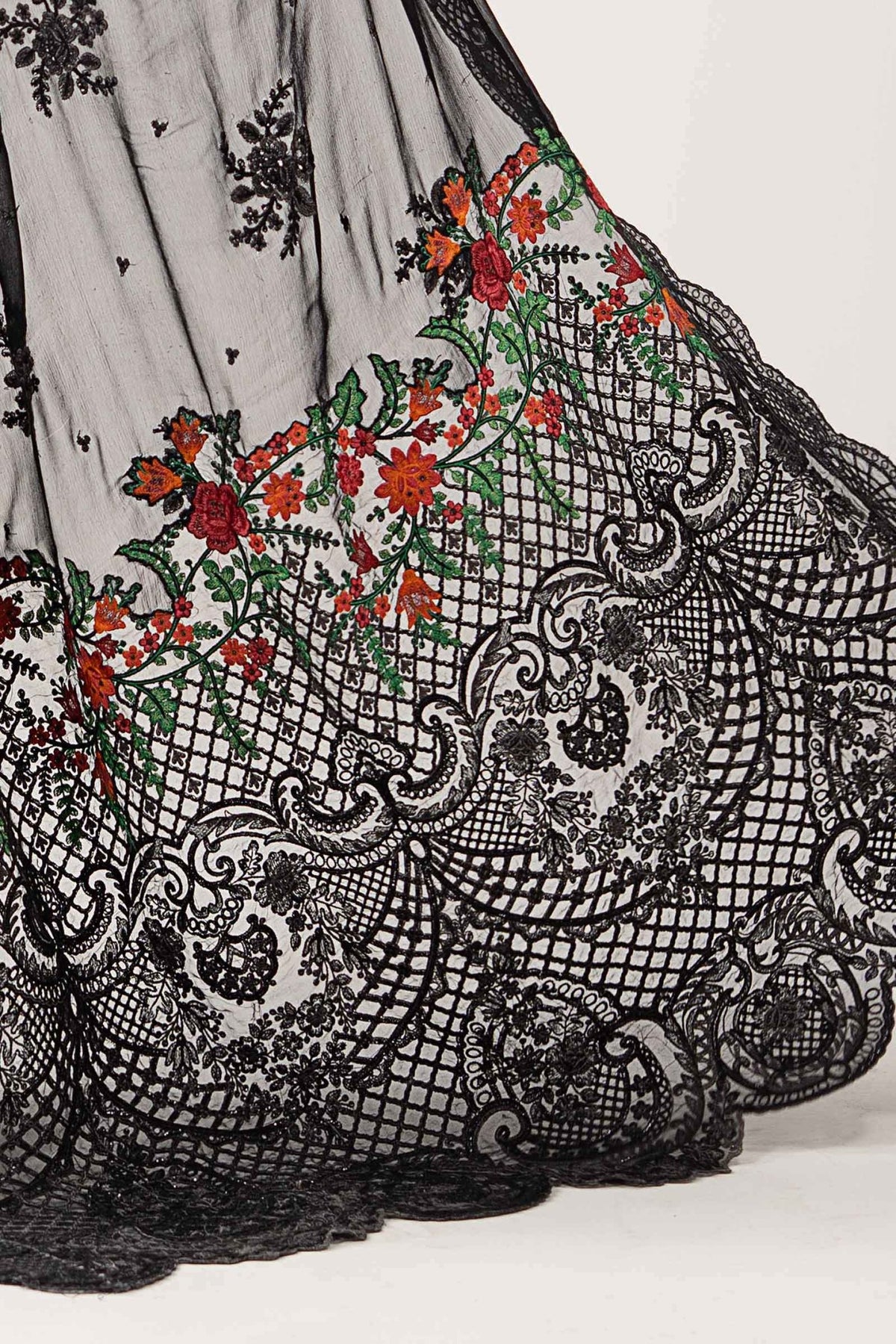 Maria B | RTW | Embroidered Chiffon Saree-Brand:Maria B-Type:Luxury Formals-Black - House of Maryam- Buy in UK, USA