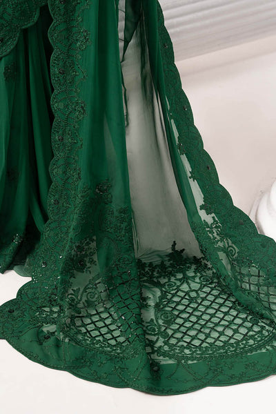 Maria B | RTW | Embroidered Chiffon Saree-Brand:Maria B-Type:Luxury Formals-Green - House of Maryam- Buy in UK, USA