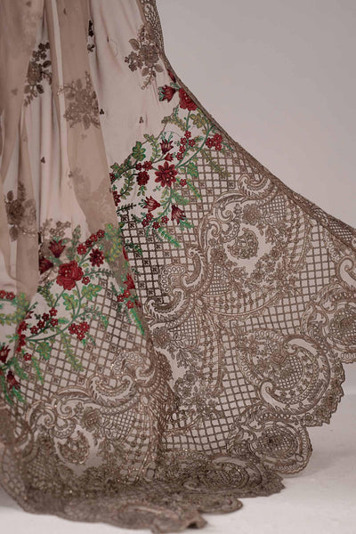 Maria B | RTW | Embroidered Chiffon Saree-Brand:Maria B-Type:Luxury Formals-Grey - House of Maryam- Buy in UK, USA