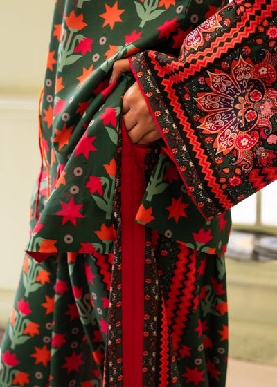 Maria Osama Khan | Retro 26 | Bloom-Brand:Maria Osama Khan-Type:Ladies Clothes-Bottle Green-Grip-House of Maryam- Buy in UK, USA