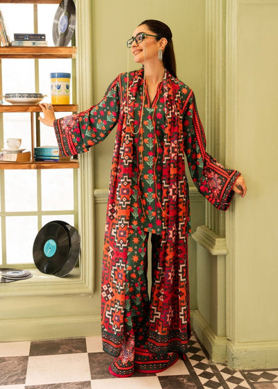 Maria Osama Khan | Retro 26 | Bloom-Brand:Maria Osama Khan-Type:Ladies Clothes-Bottle Green-Grip-House of Maryam- Buy in UK, USA