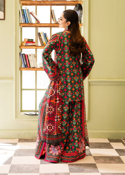 Maria Osama Khan | Retro 26 | Bloom-Brand:Maria Osama Khan-Type:Ladies Clothes-Bottle Green-Grip-House of Maryam- Buy in UK, USA