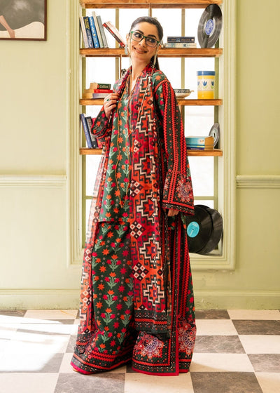 Maria Osama Khan | Retro 26 | Bloom-Brand:Maria Osama Khan-Type:Ladies Clothes-Bottle Green-Grip-House of Maryam- Buy in UK, USA