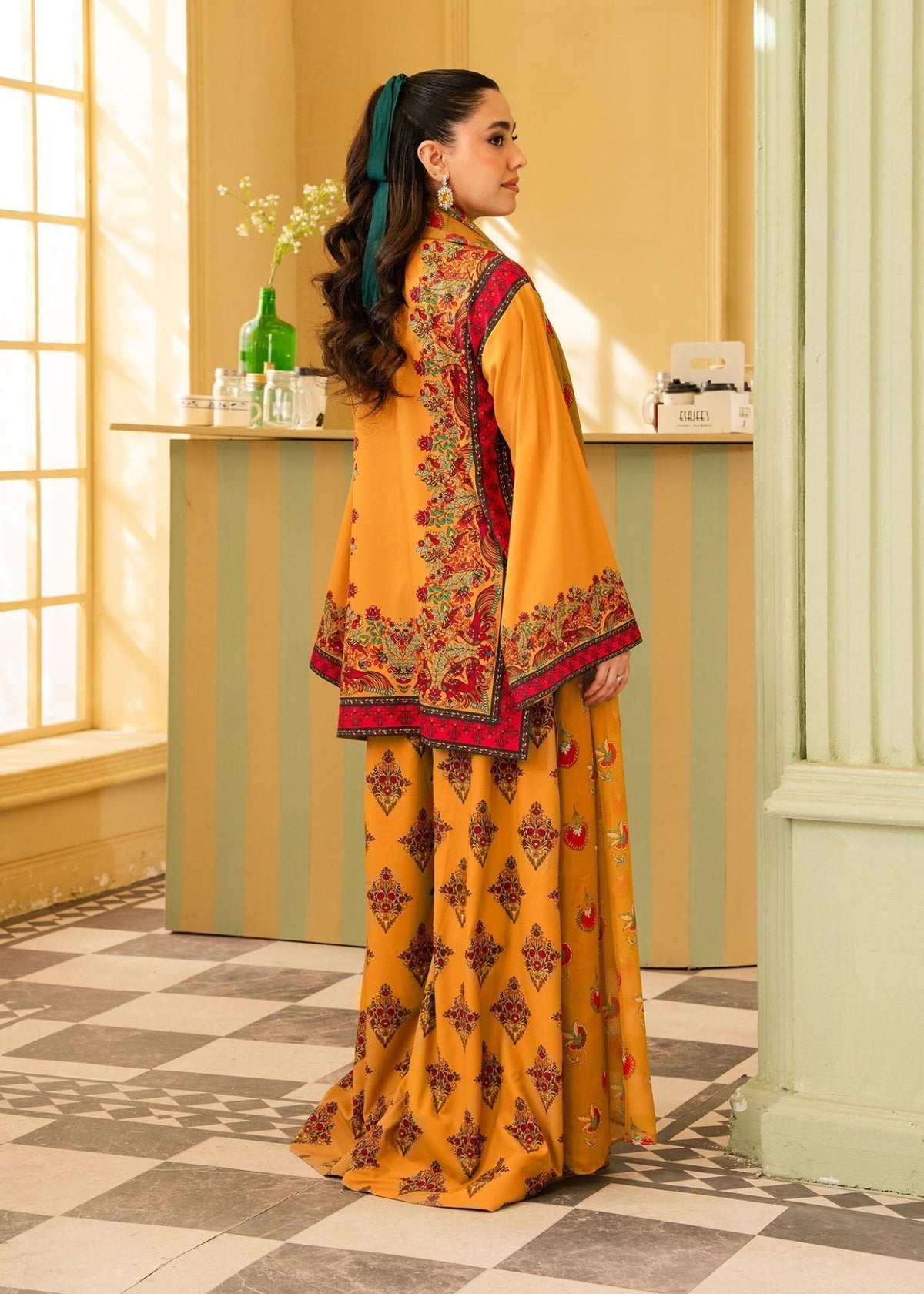 Maria Osama Khan | Retro 26 | Eden-Brand:Maria Osama Khan-Type:Ladies Clothes-Mustard Yellow-Grip-House of Maryam- Buy in UK, USA