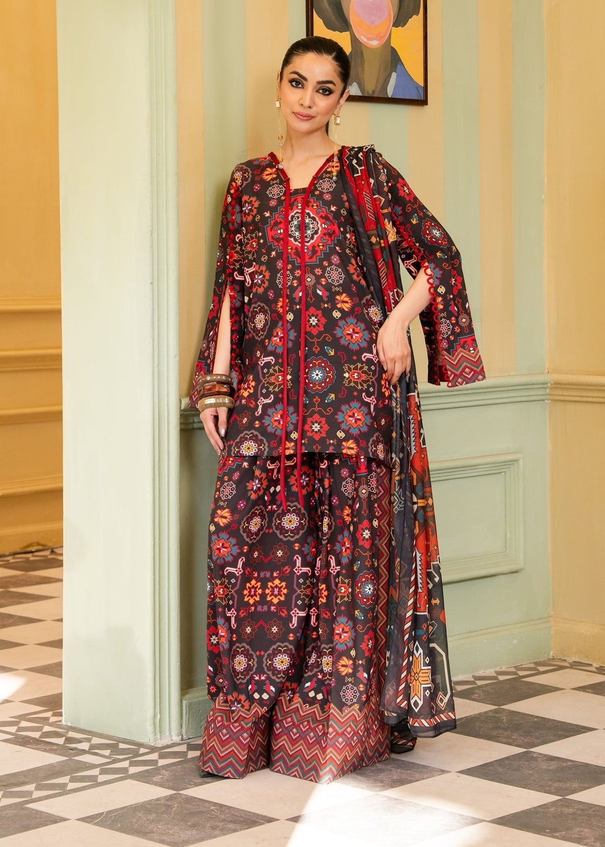 Maria Osama Khan | Retro 26 | Eliora-Brand:Maria Osama Khan-Type:Ladies Clothes-Black-Grip-House of Maryam- Buy in UK, USA