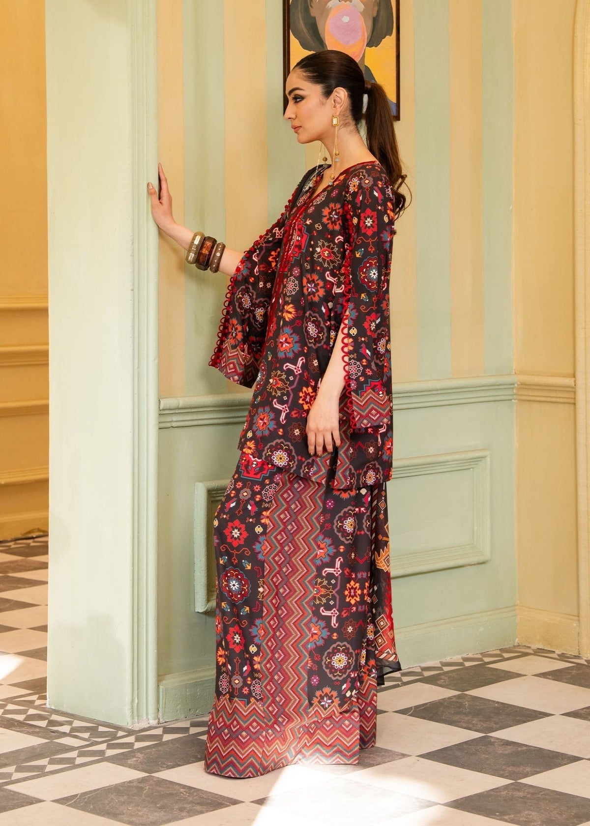 Maria Osama Khan | Retro 26 | Eliora-Brand:Maria Osama Khan-Type:Ladies Clothes-Black-Grip-House of Maryam- Buy in UK, USA