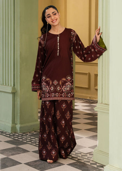 Maria Osama Khan | Retro 26 | Haze-Brand:Maria Osama Khan-Type:Ladies Clothes-Dark Maroon-Grip-House of Maryam- Buy in UK, USA