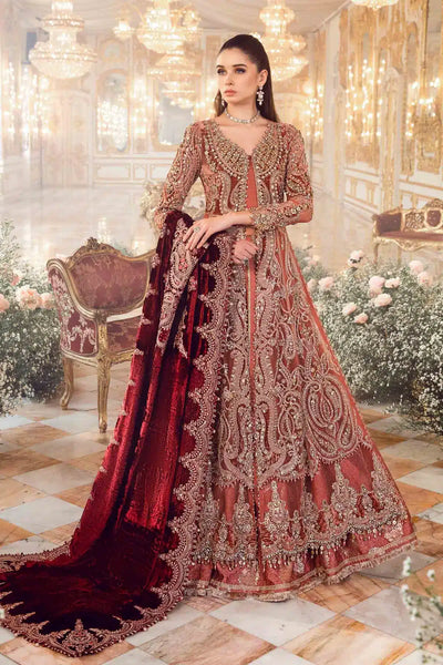 Maria B | Mbroidered Wedding Edition 23 | Salmon Pink BD-2701 -  Maria B Bridal - Original Designer Dress - House of Maryam
