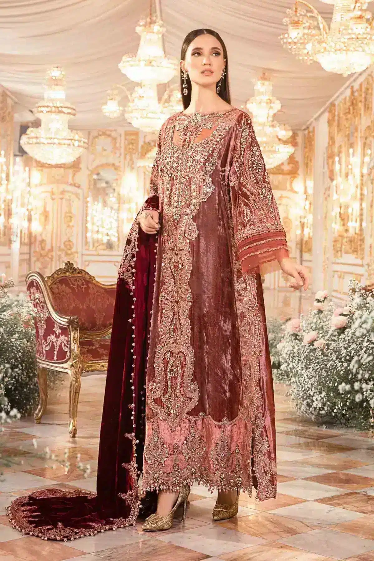 Maria B | Mbroidered Wedding Edition 23 | Salmon Pink BD-2701 by Designer Maria B - House of Maryam - Pakistani Designer Ethnic Wear in {{ shop.shopifyCountryName }}