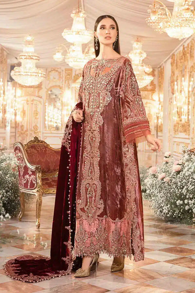 Maria B | Mbroidered Wedding Edition 23 | Salmon Pink BD-2701 -  Maria B Bridal - Original Designer Dress - House of Maryam