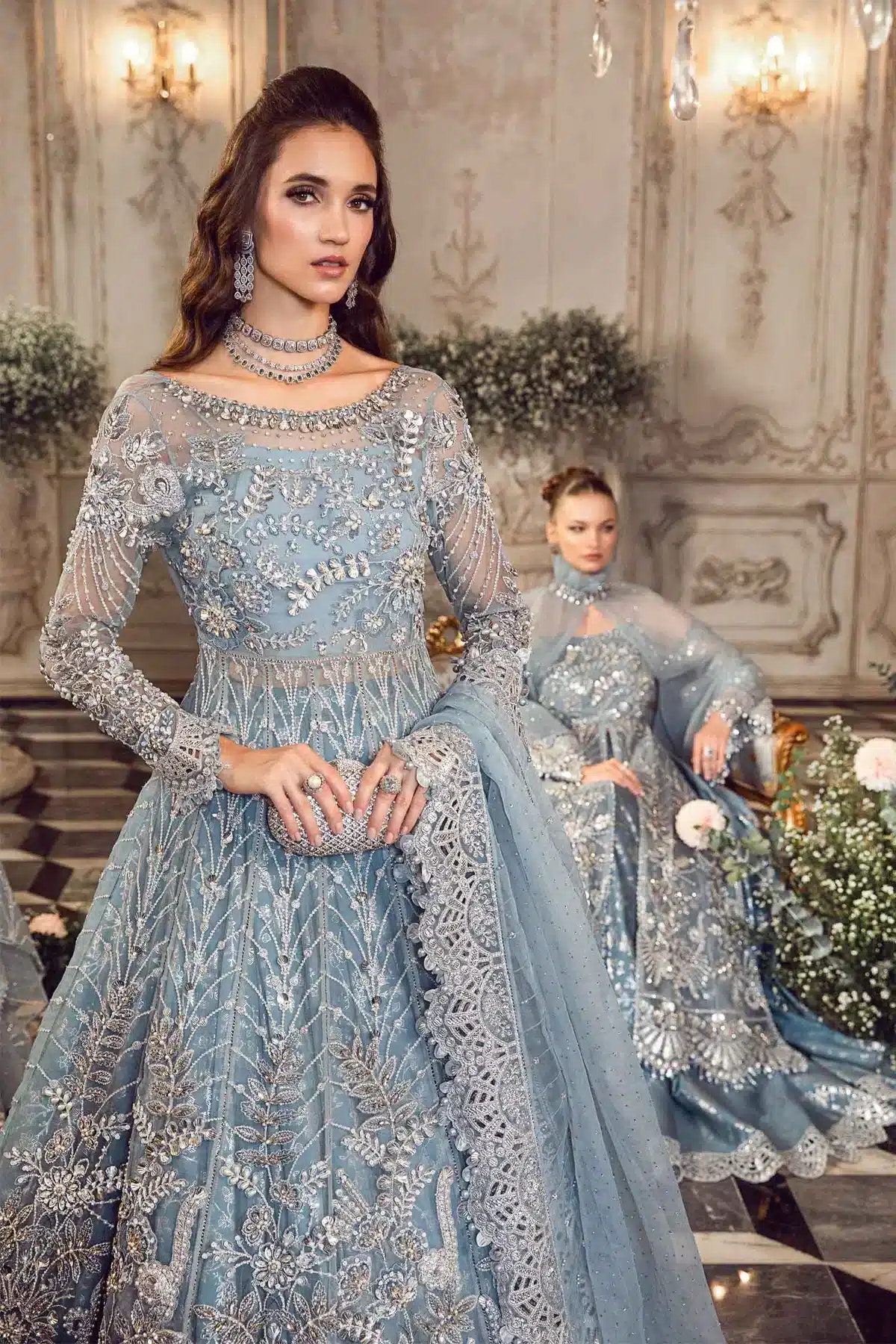 Maria B | Mbroidered Wedding Edition 23 | Ice Blue BD-2702 -  Maria B Bridal - Original Designer Dress - House of Maryam