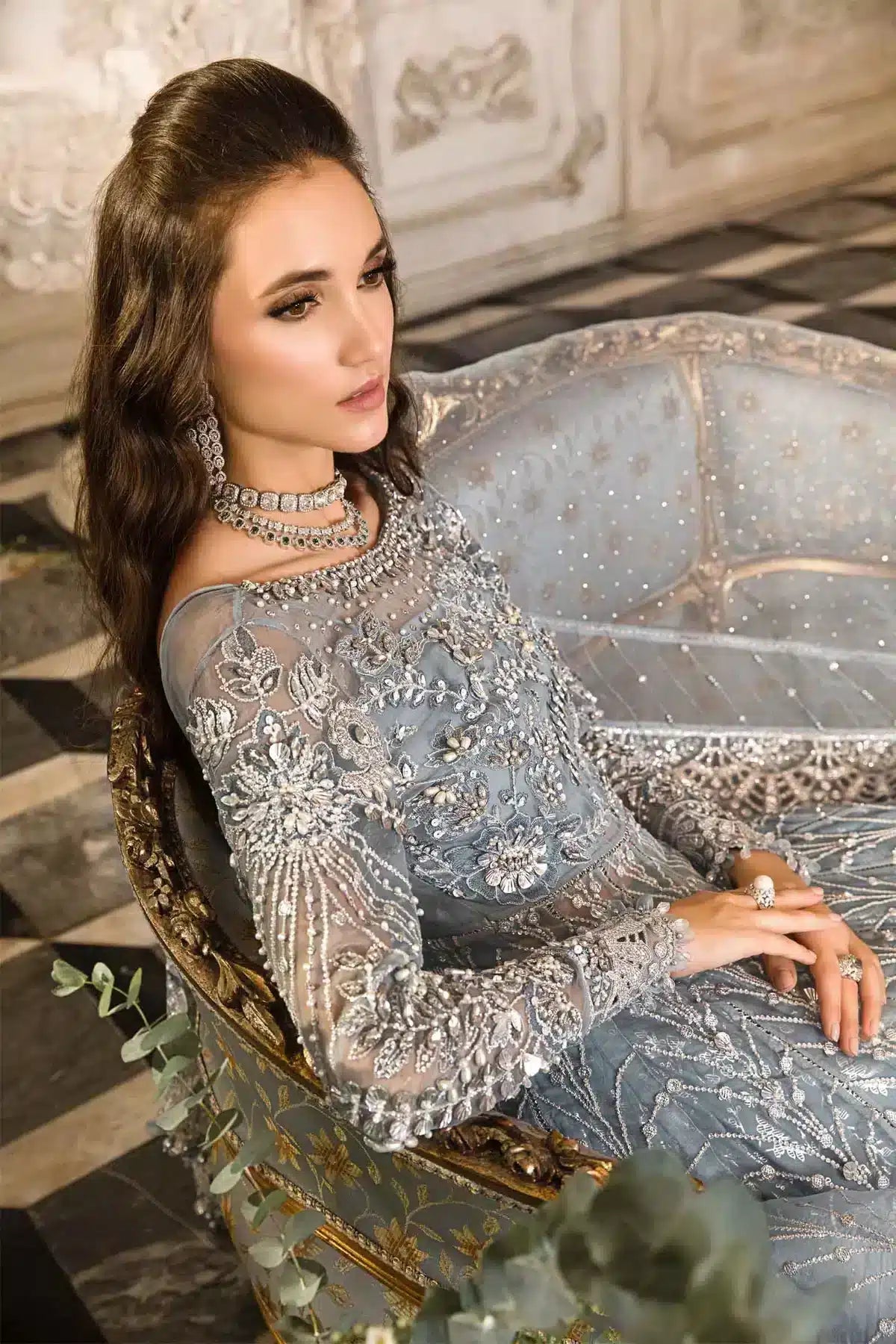 Maria B | Mbroidered Wedding Edition 23 | Ice Blue BD-2702 -  Maria B Bridal - Original Designer Dress - House of Maryam